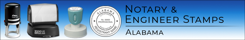 Alabama Notary and Professional Stamps made and shipped daily.  No sales tax ever.  